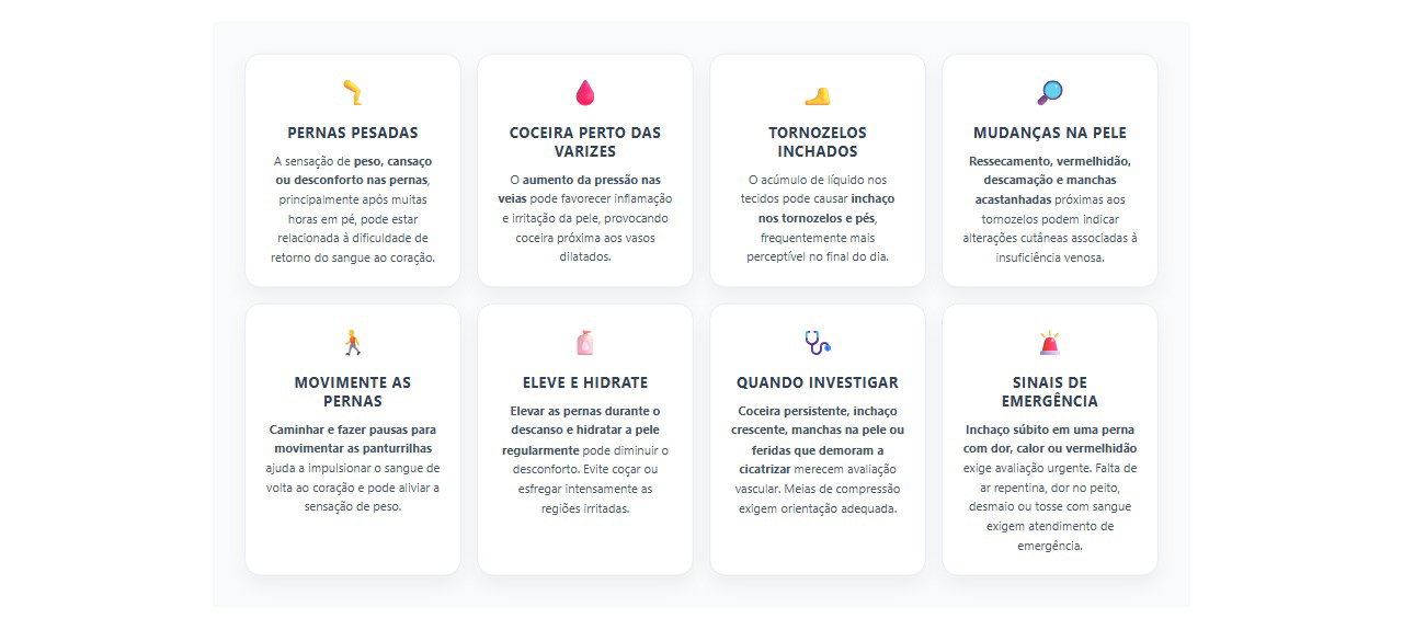 Varizes com coceira e peso nas pernas: 8 sinais e cuidados para melhorar a circulação