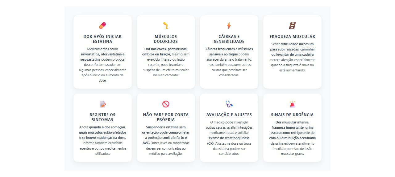 Dor muscular após começar estatina: 8 sinais e cuidados importantes durante o tratamento