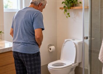 O jato urinário fraco e a demora para começar a urinar podem estar relacionados ao aumento benigno da próstata.