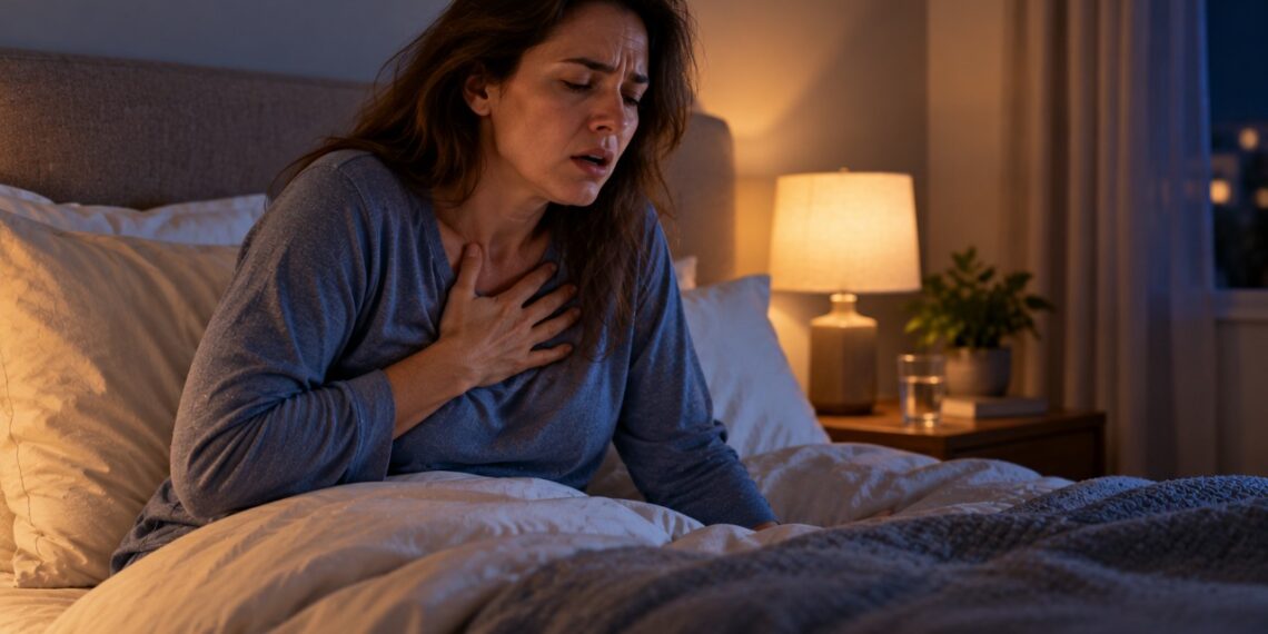 O chiado no peito durante a noite pode estar relacionado à asma e provocar tosse, aperto no peito e despertares durante o sono.