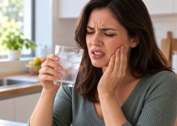 A dor nos dentes ao beber água gelada pode indicar sensibilidade dental causada por desgaste do esmalte, retração gengival ou cáries.