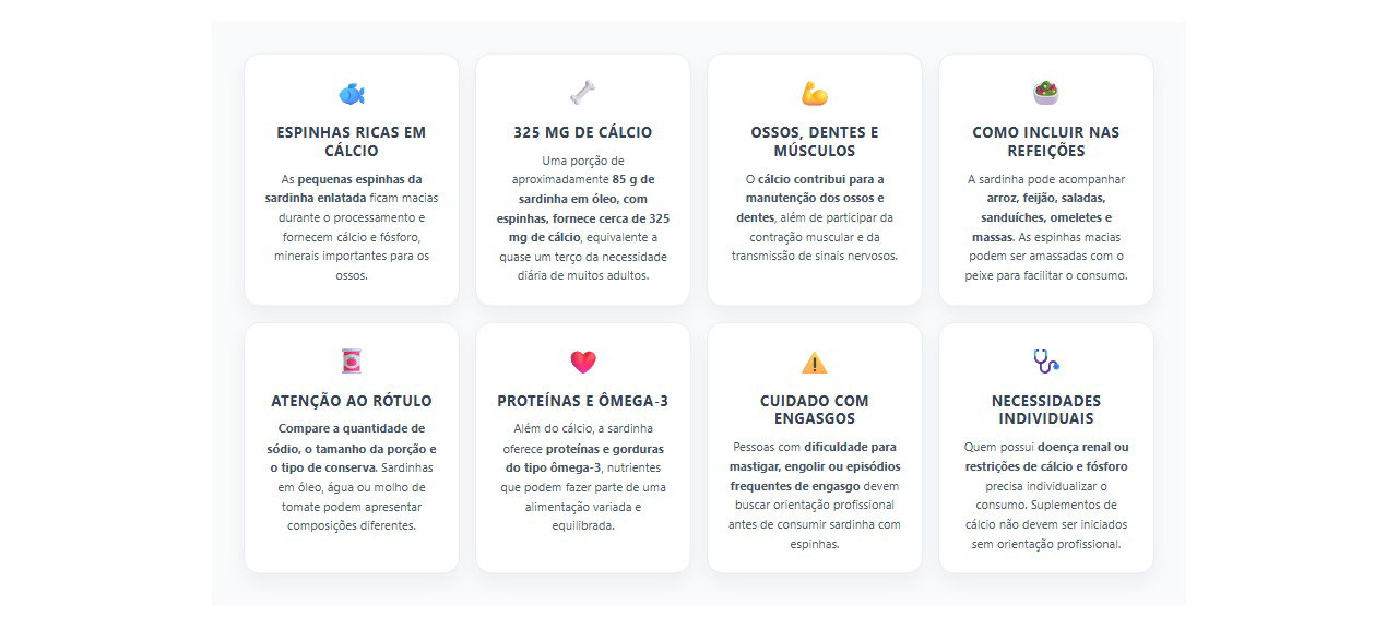 Sardinha em lata com espinha: 8 benefícios, cuidados e dicas para aproveitar o cálcio