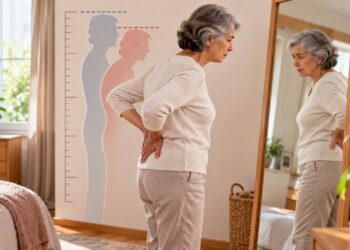 A perda de altura após os 50 anos pode estar relacionada a alterações da coluna e, em alguns casos, à osteoporose e a fraturas vertebrais.