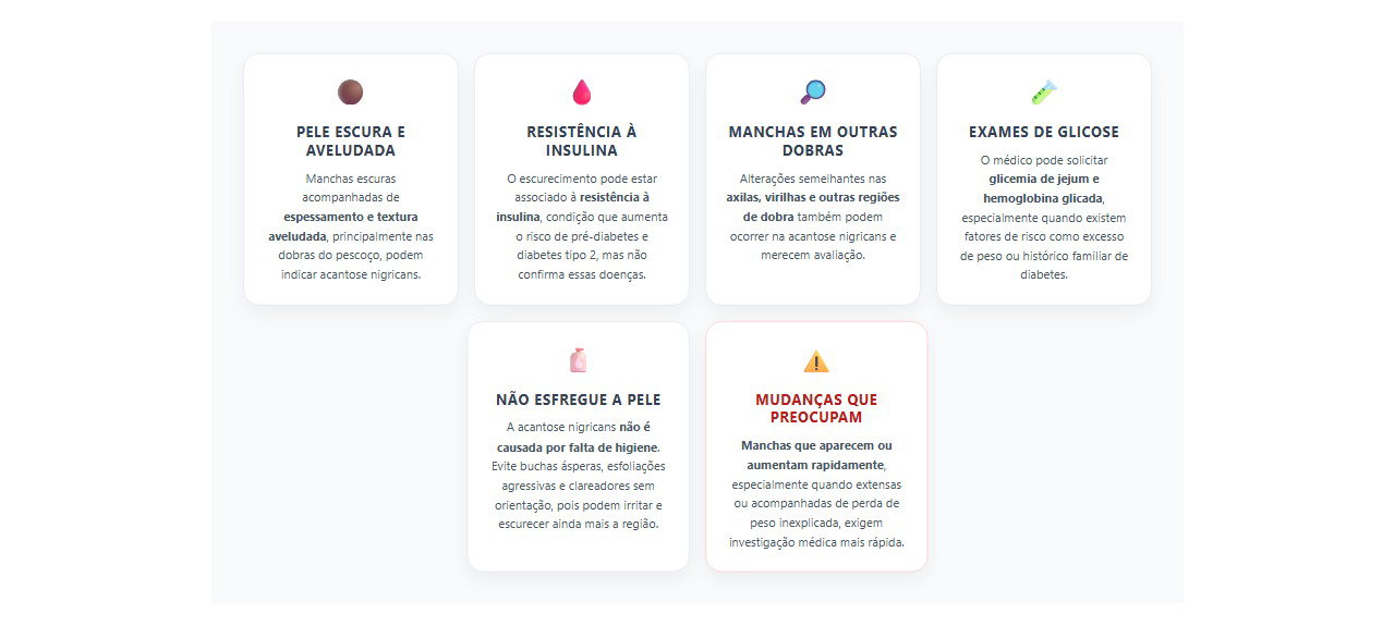 Pescoço escuro e pele grossa: 6 sinais e cuidados que merecem atenção