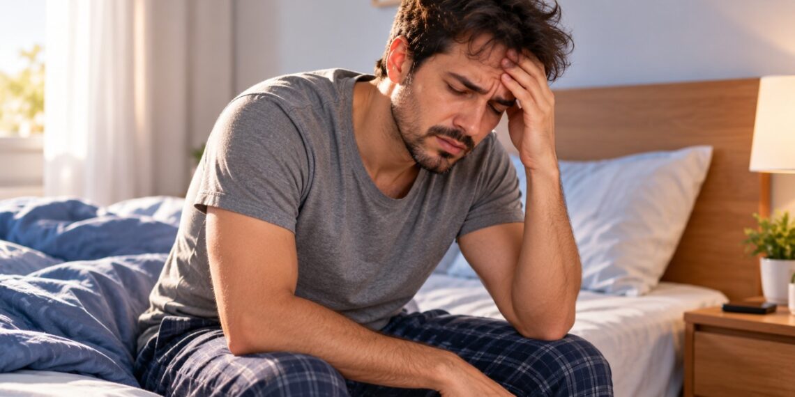 Acordar com dor de cabeça e cansaço, especialmente quando há ronco alto durante a noite, pode ser um sinal de apneia do sono.