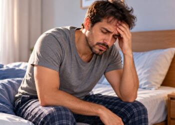 Acordar com dor de cabeça e cansaço, especialmente quando há ronco alto durante a noite, pode ser um sinal de apneia do sono.