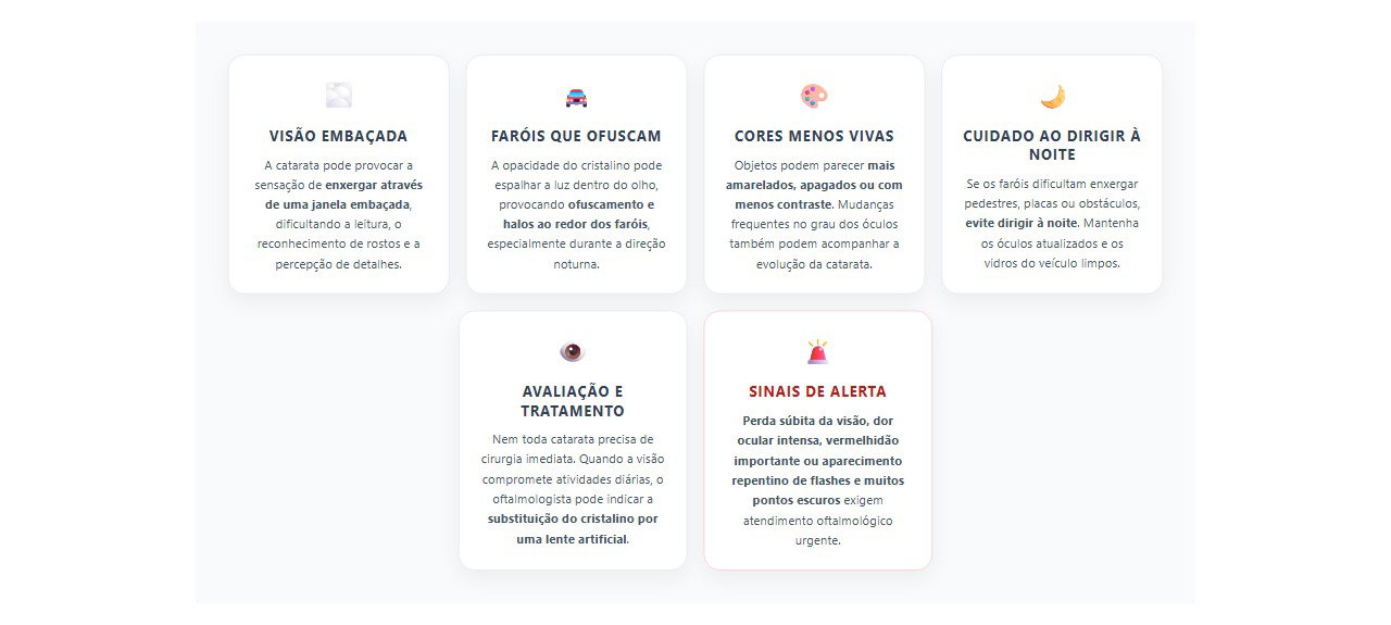 Visão embaçada e faróis muito brilhantes: 6 sinais e cuidados relacionados à catarata