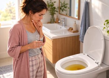 A urina com cheiro forte ao acordar pode estar relacionada à maior concentração urinária após várias horas sem ingerir líquidos.