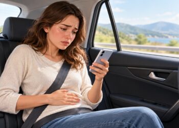 Olhar para o celular durante viagens de carro pode aumentar o enjoo devido ao conflito entre a visão e a percepção do movimento.