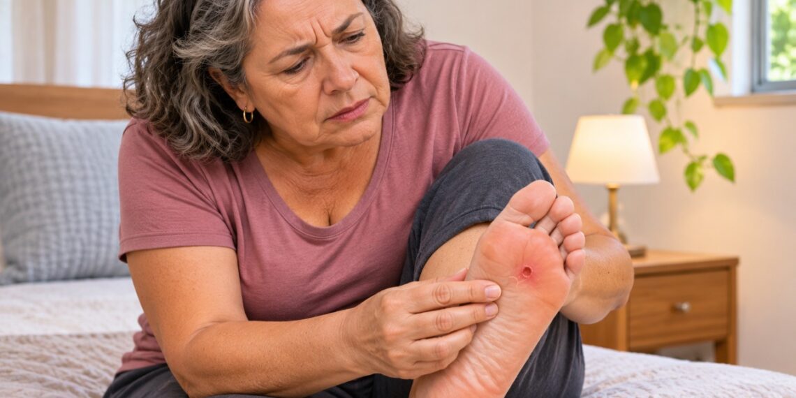 Pequenas feridas nos pés de pessoas com diabetes precisam de atenção, mesmo quando não provocam dor.