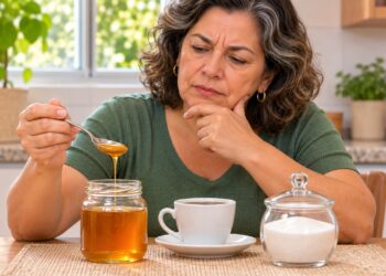 Mel e açúcar podem aumentar a glicemia, por isso a quantidade consumida merece atenção em pessoas com diabetes.