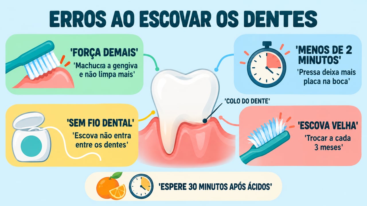 Força excessiva, pressa, falta de fio dental e escova gasta sabotam a limpeza dos dentes.