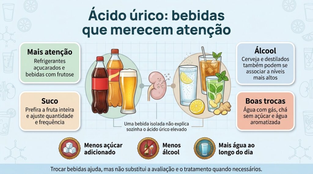 Reduzir bebidas açucaradas e álcool pode ajudar no cuidado com o ácido úrico sem abrir mão de opções saborosas.