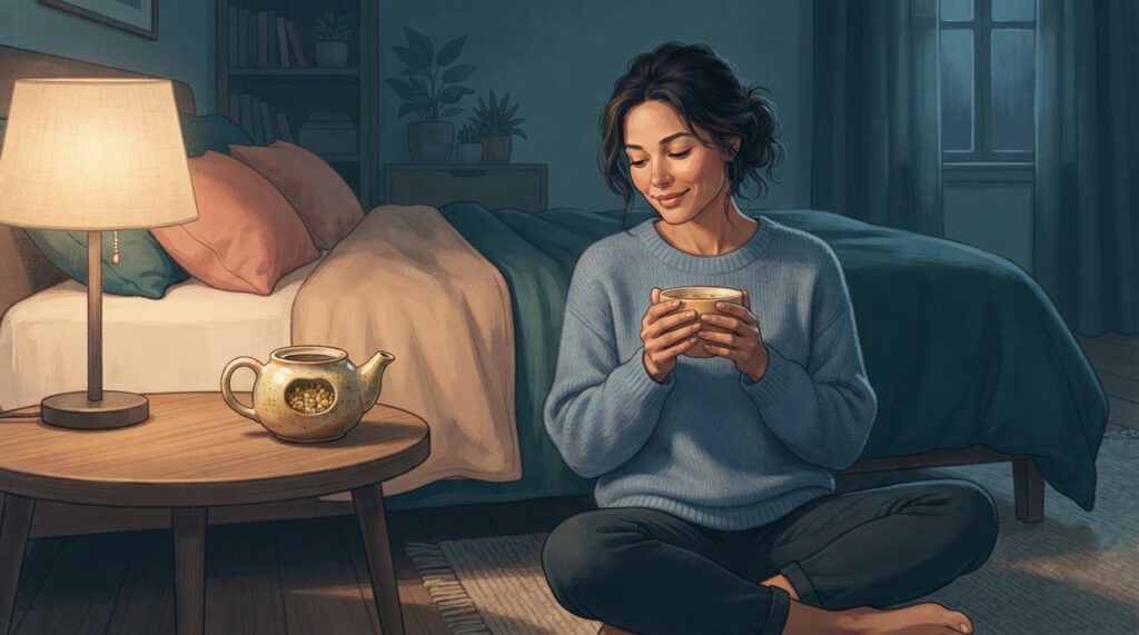 O benefício percebido pode estar ligado tanto à camomila quanto ao momento de desaceleração antes de dormir.