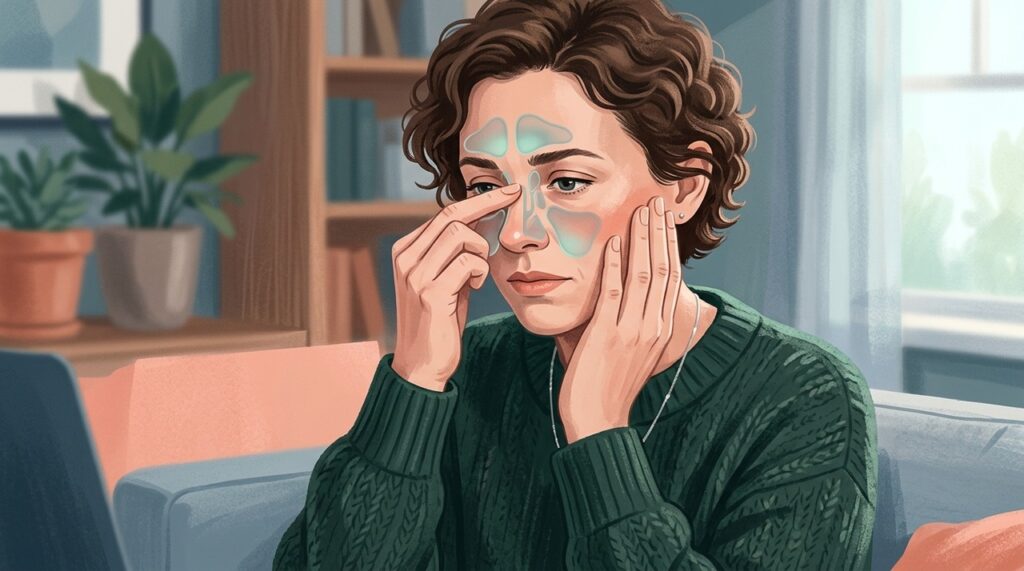 A inflamação dos seios da face pode provocar sintomas nasais e também desconforto na testa, bochechas e ao redor dos olhos.