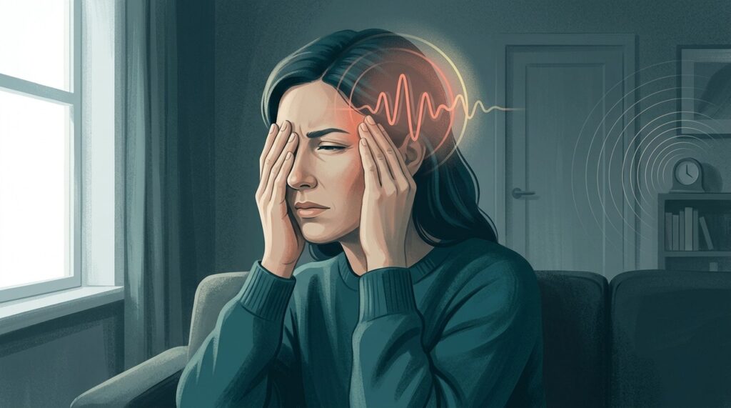Na enxaqueca, a dor pode ser pulsátil, piorar com movimento e vir acompanhada de sensibilidade à luz e ao som.