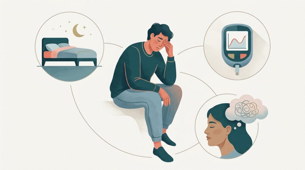 A fadiga não funciona como um medidor direto da glicemia e pode continuar mesmo quando o controle metabólico melhora.