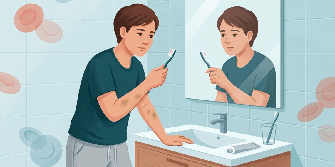 Sangramento na gengiva junto com cansaço e manchas roxas fáceis pode ser um sinal que merece investigação do sangue