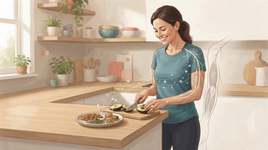 O magnésio participa do funcionamento muscular e nervoso, e pode ser obtido por meio de uma alimentação variada.