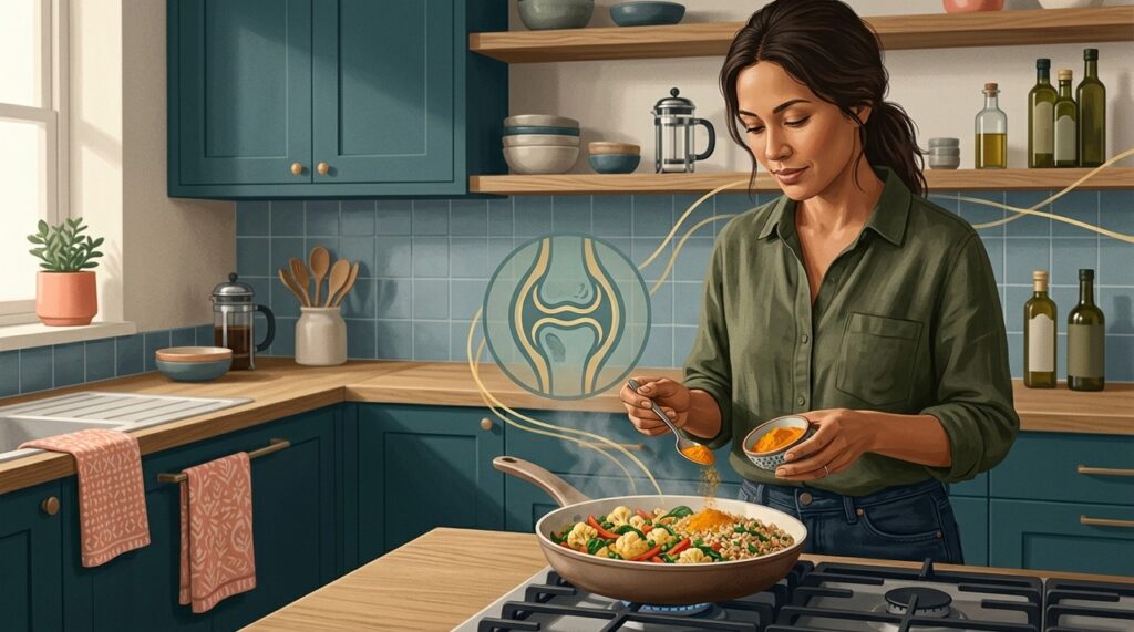 A cúrcuma pode fazer parte da alimentação, mas seu uso culinário não equivale às formulações concentradas avaliadas em estudos.