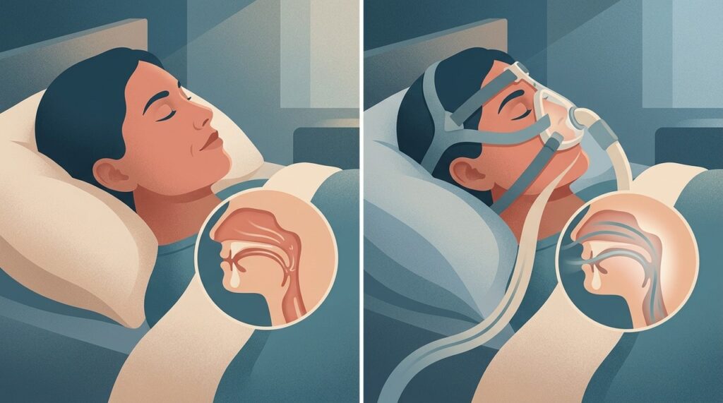 O CPAP é o tratamento mais usado para manter as vias respiratórias abertas na apneia obstrutiva do sono.