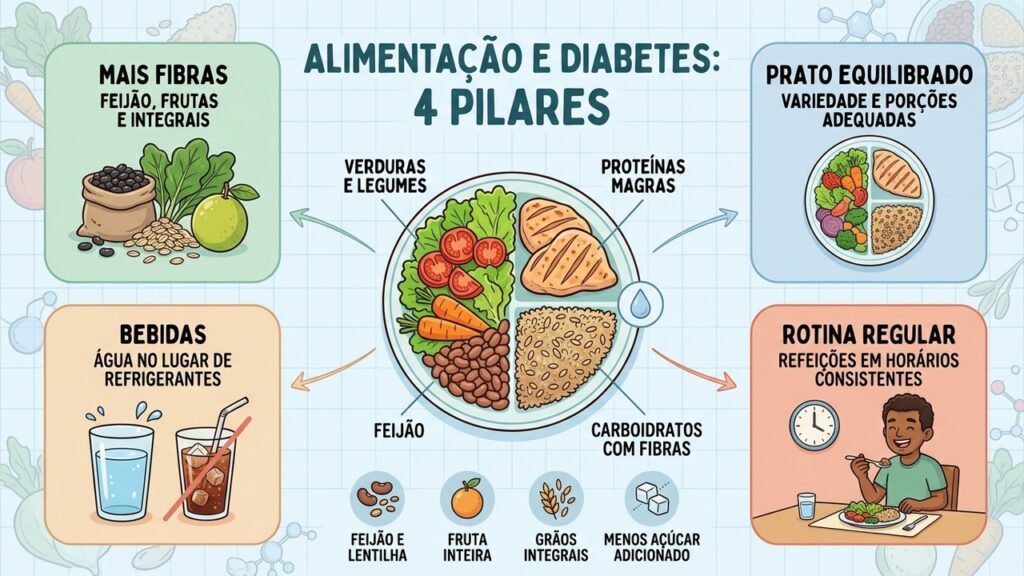 Dieta para diabetes e os alimentos que ajudam a controlar a glicose