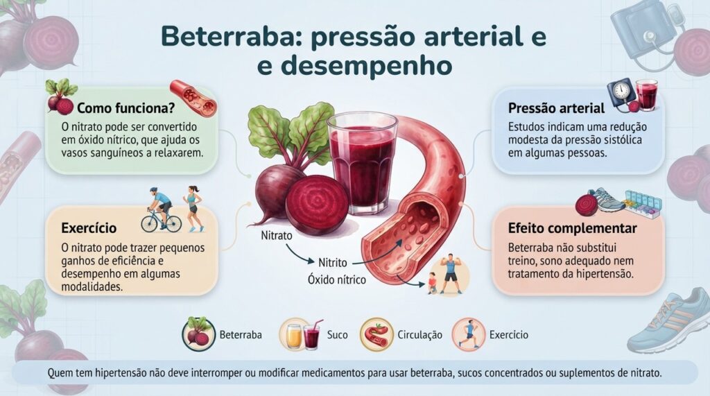 A conversão do nitrato em óxido nítrico ajuda a explicar os possíveis efeitos da beterraba sobre a circulação, a pressão e o exercício.