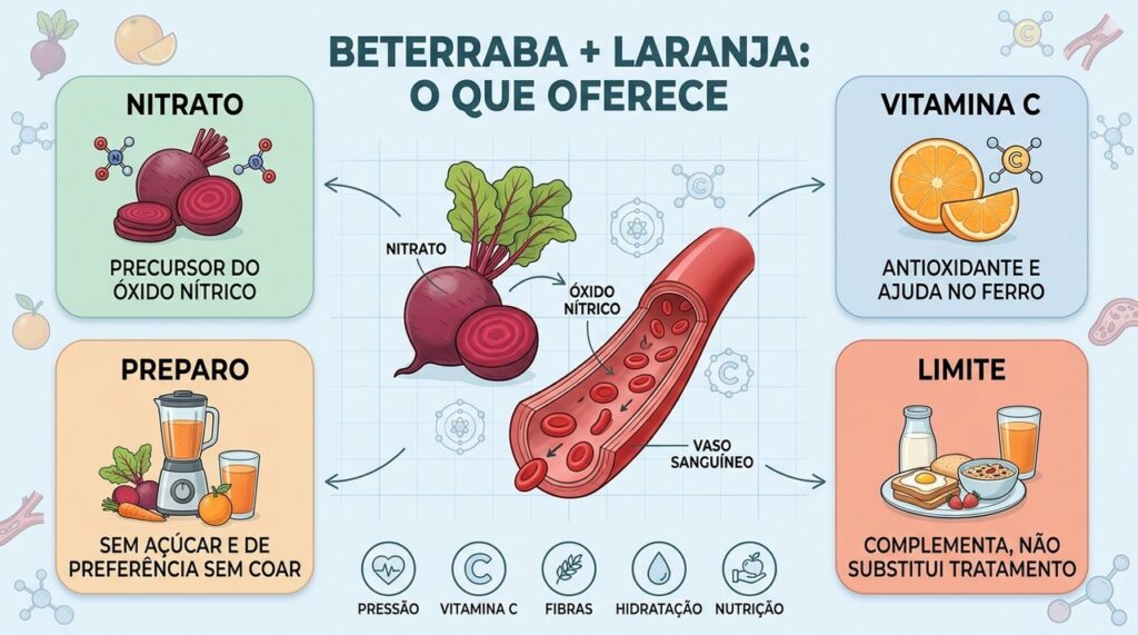 Nitrato e vitamina C valorizam o suco, que continua sendo complemento alimentar.