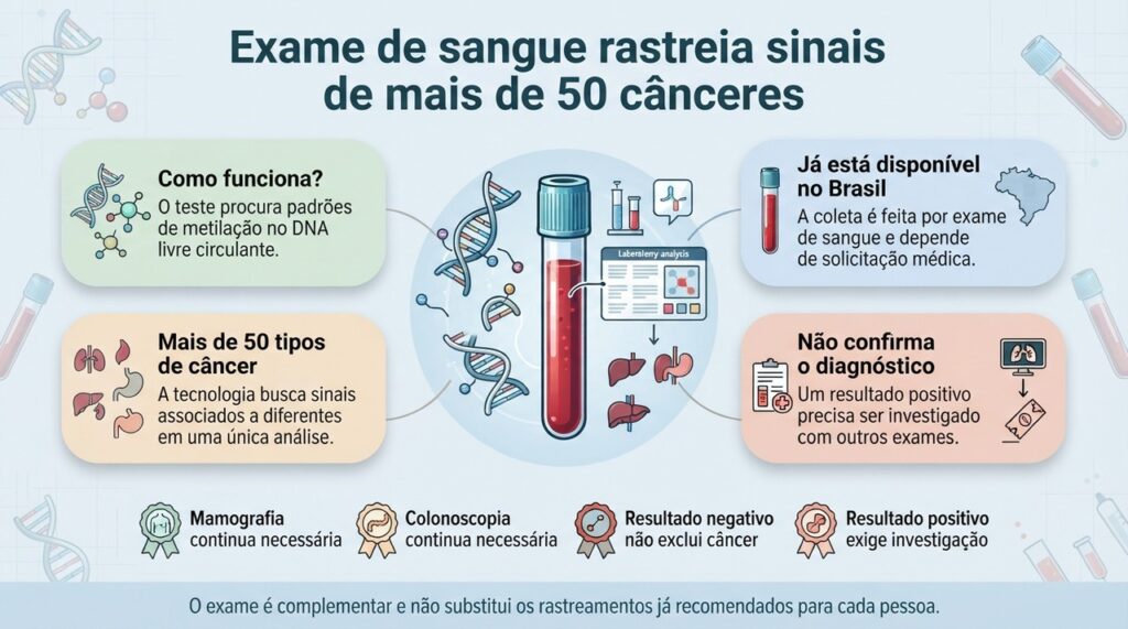 O exame amplia as possibilidades de rastreamento, mas resultados positivos ou negativos precisam ser interpretados junto ao acompanhamento médico.