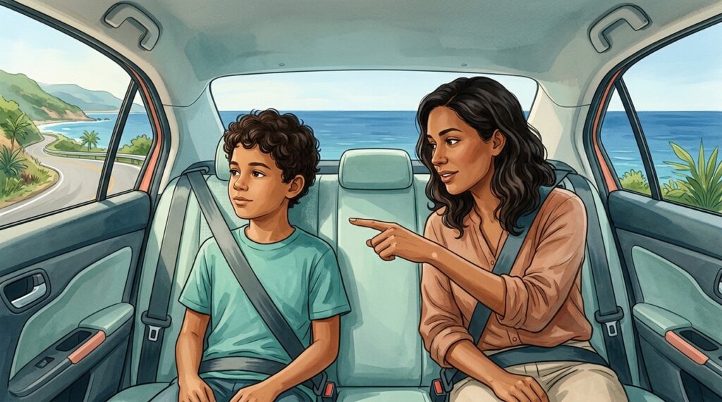 Uma referência visual distante ajuda crianças a lidar com a cinetose no carro.