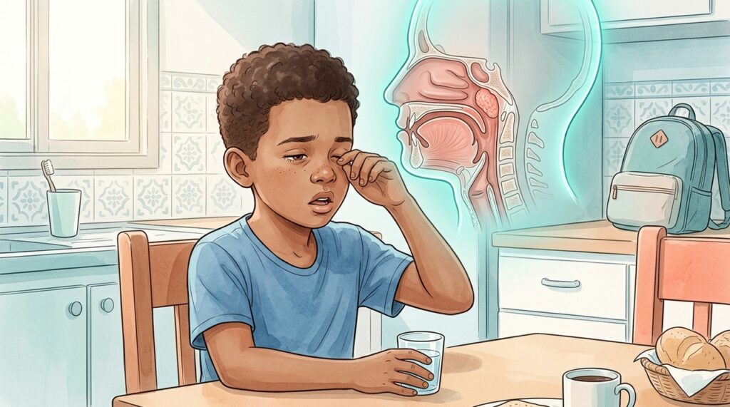 Em crianças, respiração bucal persistente pode interferir no sono e no desenvolvimento facial.