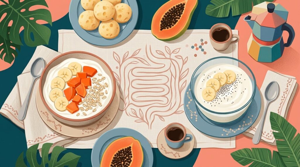 O kefir costuma ter uma fermentação mais diversa, enquanto o iogurte pode oferecer uma composição mais previsível.