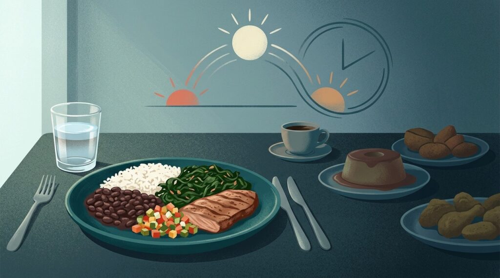 Um almoço equilibrado e água ao longo do dia podem ajudar a evitar a sensação de peso e cansaço no meio da tarde.