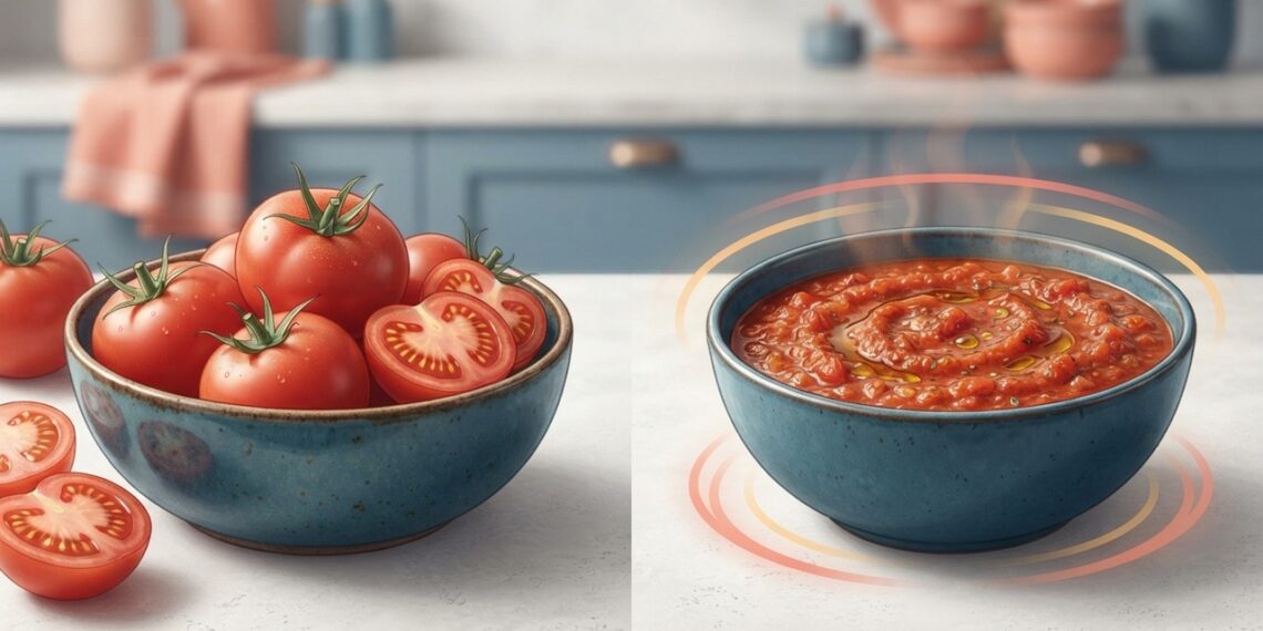 O tomate fica mais nutritivo com 2 cuidados simples na cozinha: azeite e calor