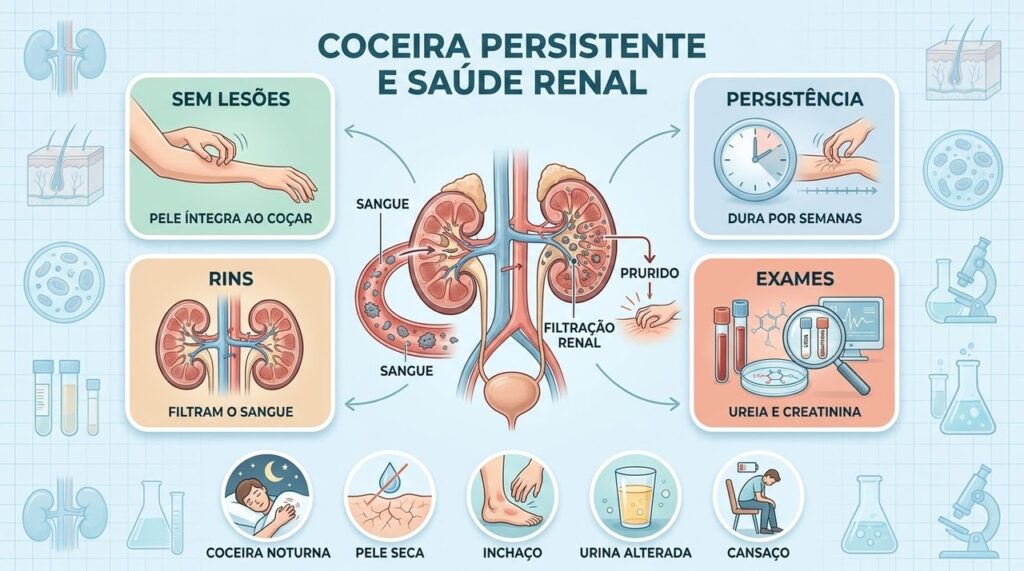 Coceira sem lesões, pele seca e outros sinais podem indicar necessidade de avaliar os rins.