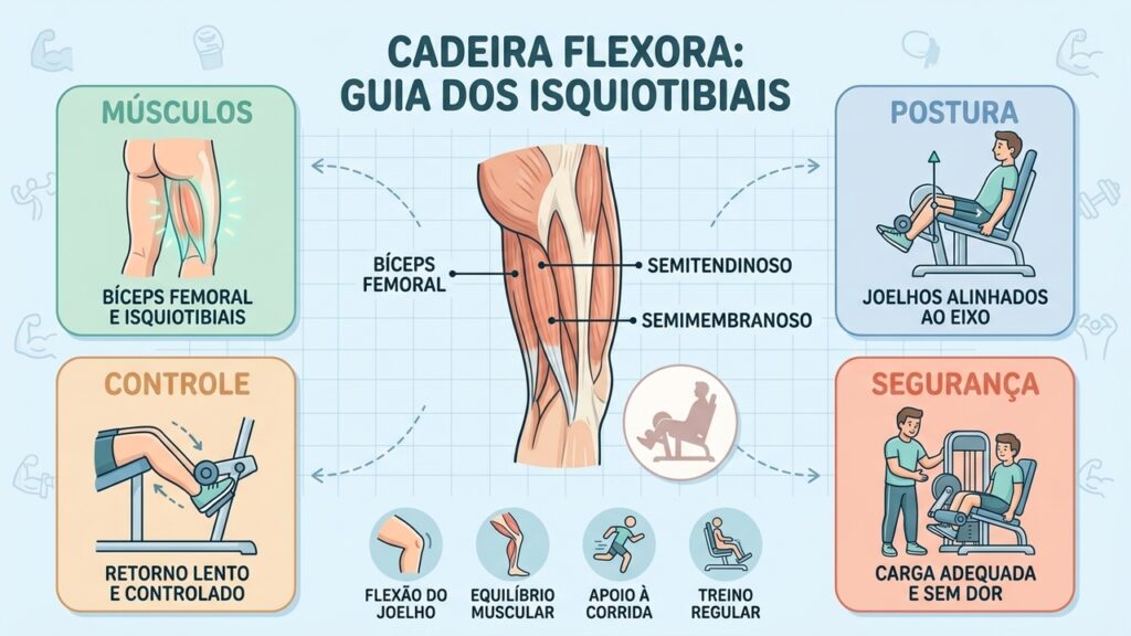 Postura correta, movimento controlado e carga adequada ajudam a treinar os músculos posteriores da coxa.