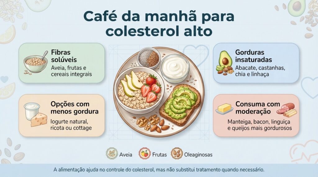 Um café da manhã com fibras e melhores fontes de gordura pode contribuir para o controle do colesterol.
