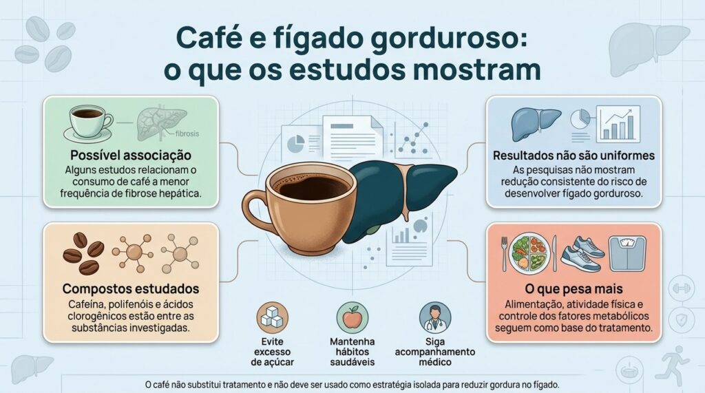 As evidências sobre café e fígado gorduroso apontam possíveis associações, mas ainda não demonstram que a bebida trate a doença por si só.