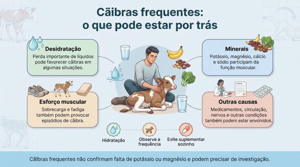 A frequência, o contexto e outros sintomas ajudam a entender quando as cãibras precisam ser investigadas.