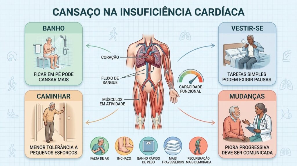 Banho, vestuário e pequenas caminhadas ajudam a perceber mudanças na capacidade funcional.