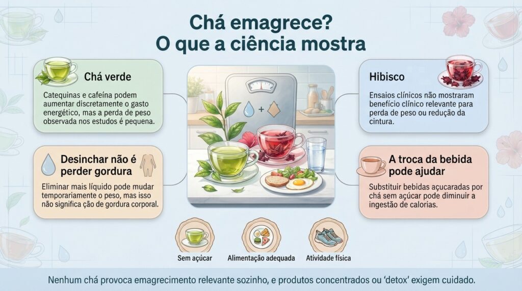 O chá pode ajudar principalmente quando substitui bebidas açucaradas, mas não funciona como um queimador de gordura.