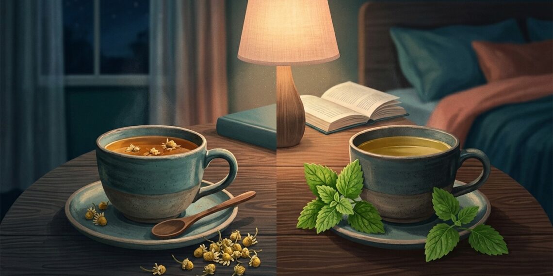 Chá de camomila ou de erva-cidreira à noite: qual funciona melhor para relaxar, dormir e fazer a digestão
