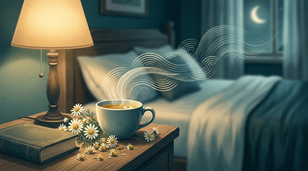 Parte do benefício percebido pode estar tanto na camomila quanto no hábito de desacelerar antes de dormir.