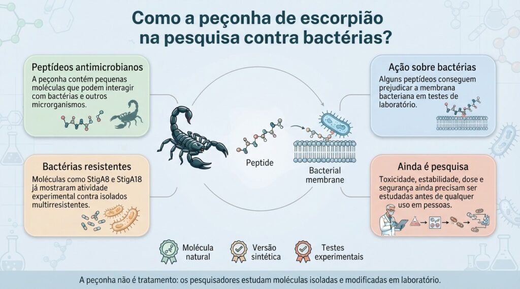A pesquisa busca transformar moléculas promissoras da peçonha em compostos mais seguros antes de considerar estudos em seres humanos.