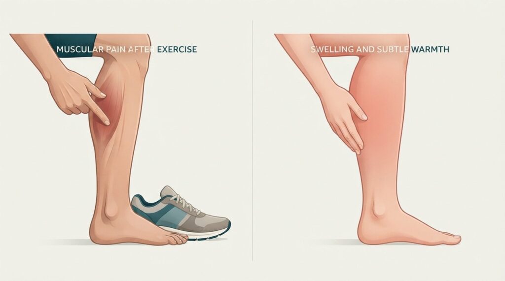 A história da dor e os sinais associados ajudam a diferenciar um quadro muscular de uma situação que precisa ser investigada.
