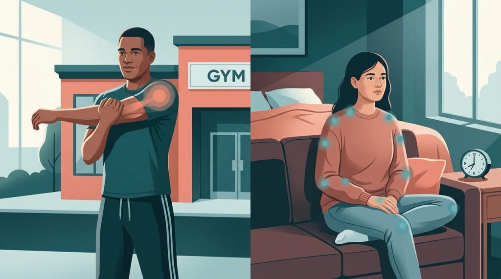 Uma dor muscular comum tende a ser localizada, enquanto a fibromialgia envolve um conjunto mais amplo e persistente de sintomas.