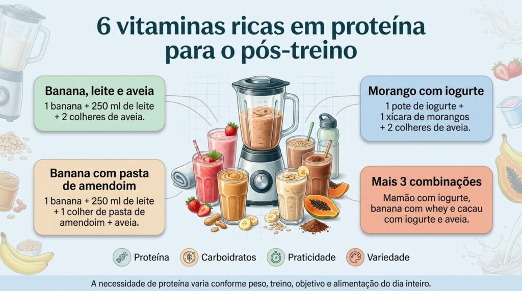 As vitaminas podem combinar proteína e carboidratos, mas a quantidade ideal depende das necessidades individuais.