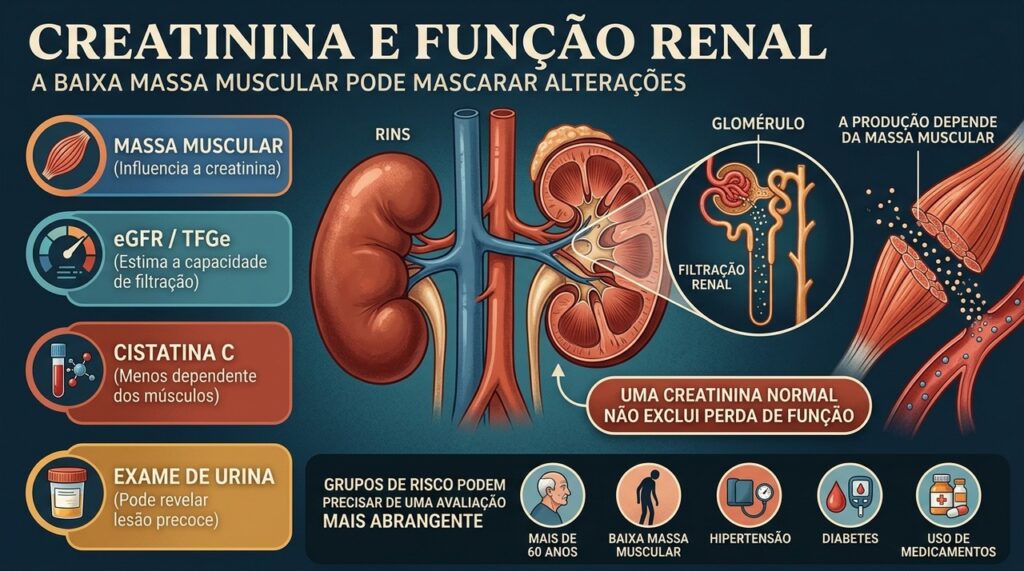 TFGe, cistatina C e urina complementam a avaliação da função renal.