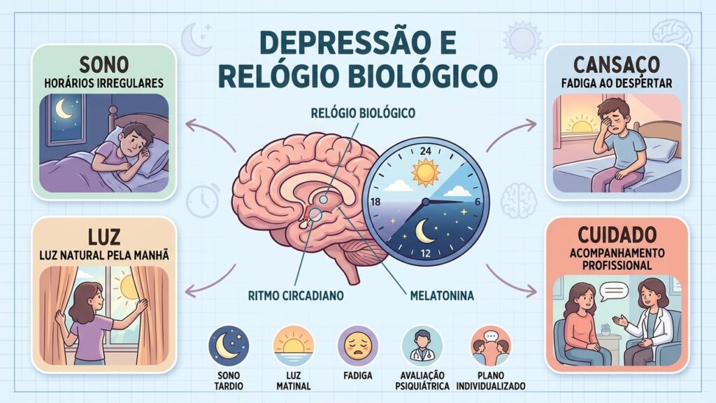 Sono desregulado e cansaço persistente podem acompanhar alguns perfis de depressão relacionados ao ritmo circadiano.