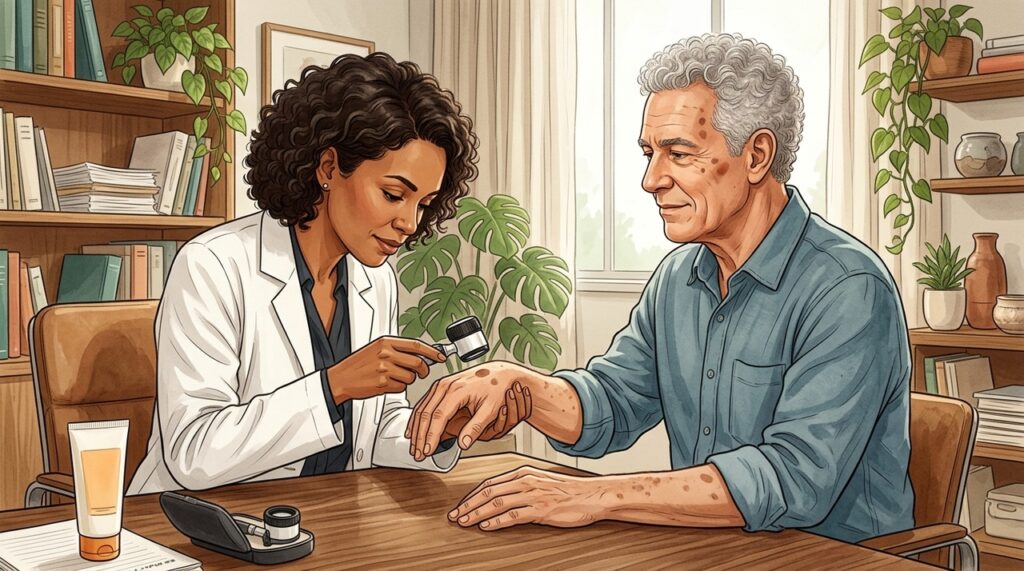 Avaliação dermatológica ajuda a diferenciar alterações pigmentadas com características semelhantes.
